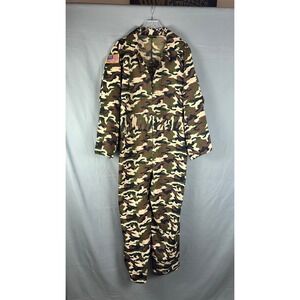 Underwraps Costumes Army Jumpsuit Mens XL Multi Camouflage Flag Patch Field Gear